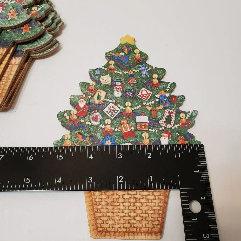 Christmas Tree Coasters / Hot Mats, Set of 8, Cork-backed Holiday Decor LIKE NEW